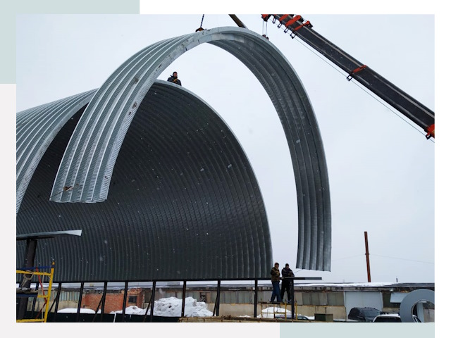 Полукруглые ангары в Нефтеюганске